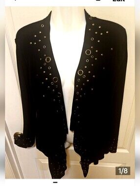 Red Brand Black Cardigan W Silver Grommets RN#105140